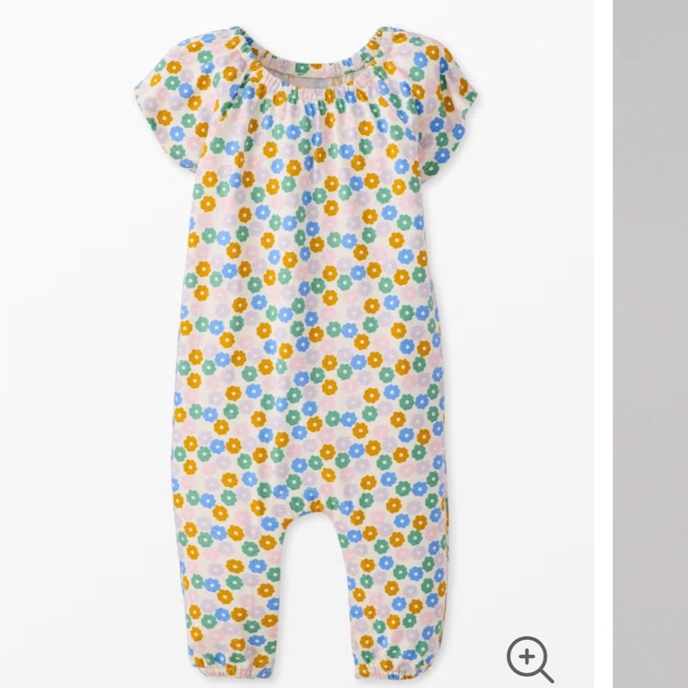 Hanna Andersson Floral Flutter Sleeve Baby Romper